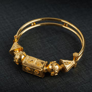 Handmade Kara Bangle (D3) - 925 Silver & 24K Gold Plated