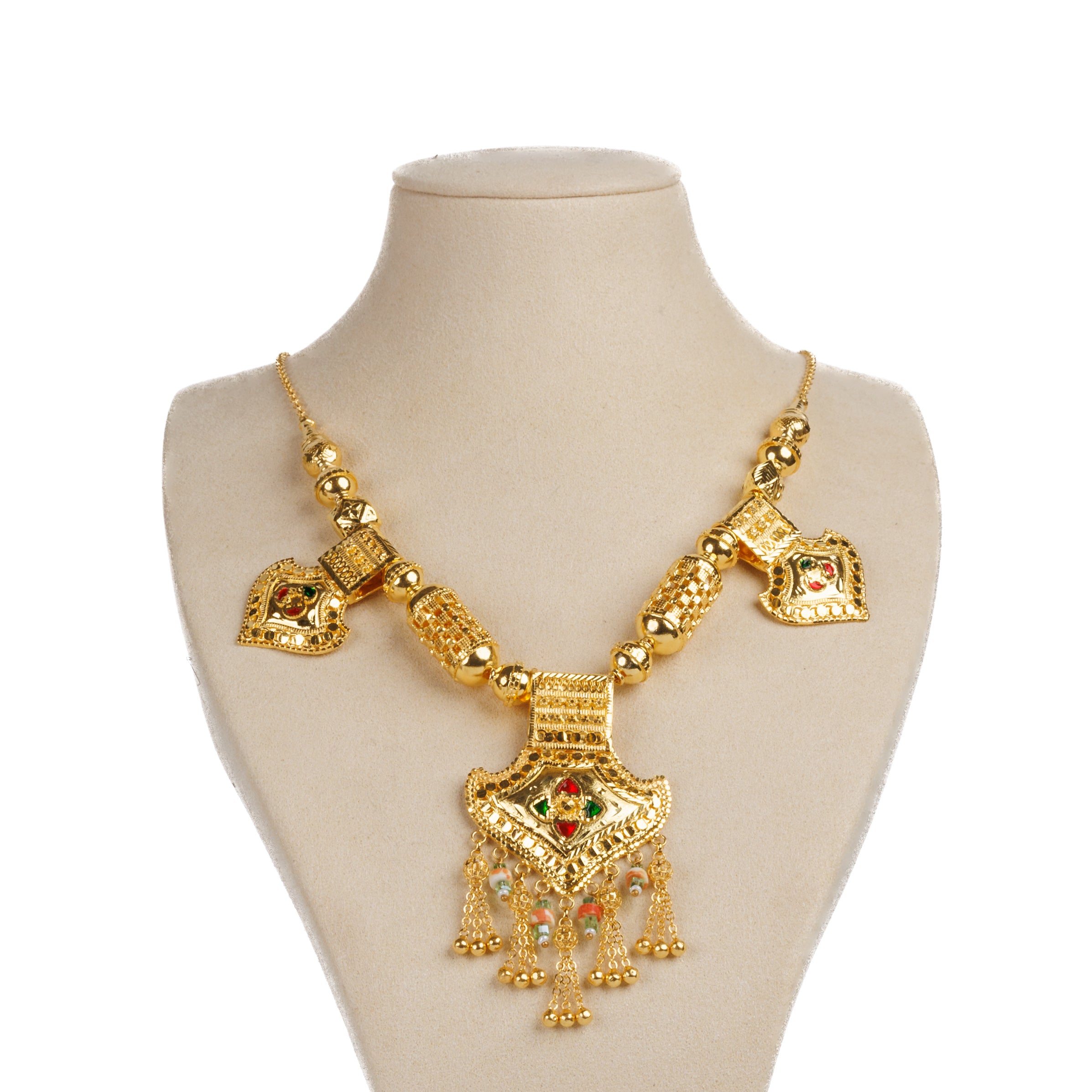 قلادة تقليدية مع Stone & Mina (D3)- Silver 925 و Gold Plated