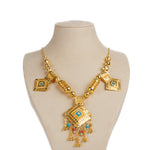 Traditional Necklace with Stone & Mina (D2)- Silver 925 & Gold Plated