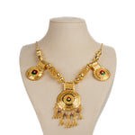 Traditional Necklace with Stone & Mina (D1)- Silver 925 & Gold Plated