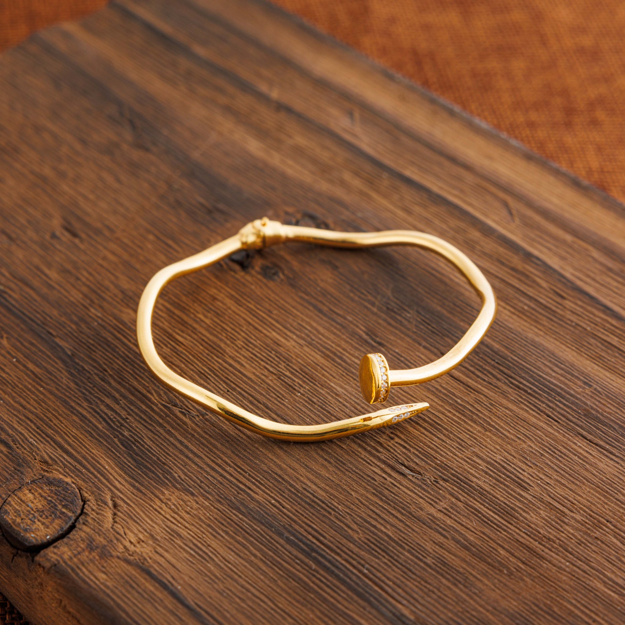 Gold Plated Cuff Bracelet (D4) - Silver 925