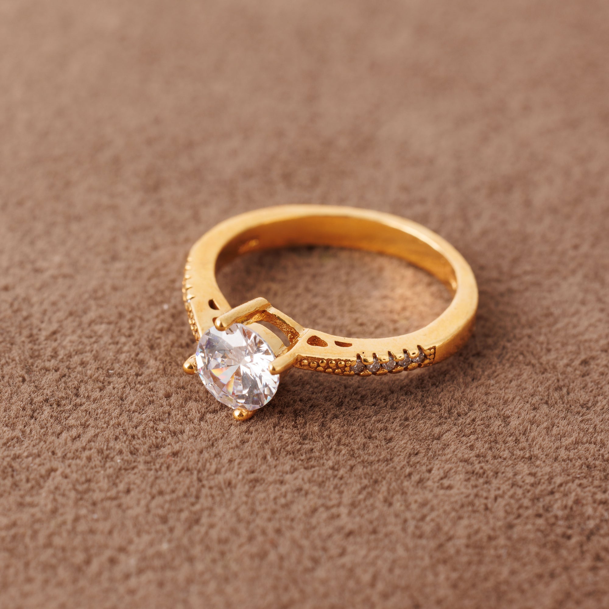 Zircon Ring (D14) - Silver 925 & Gold Plated