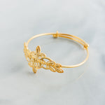 Leaf Flexible Child's Bangle (D4) - Silver 925 & Gold Plated