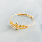 Leaf Flexible Child's Bangle (D9) - Silver 925 & Gold Plated