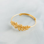 Leaf Flexible Child's Bangle (D6) - Silver 925 & Gold Plated