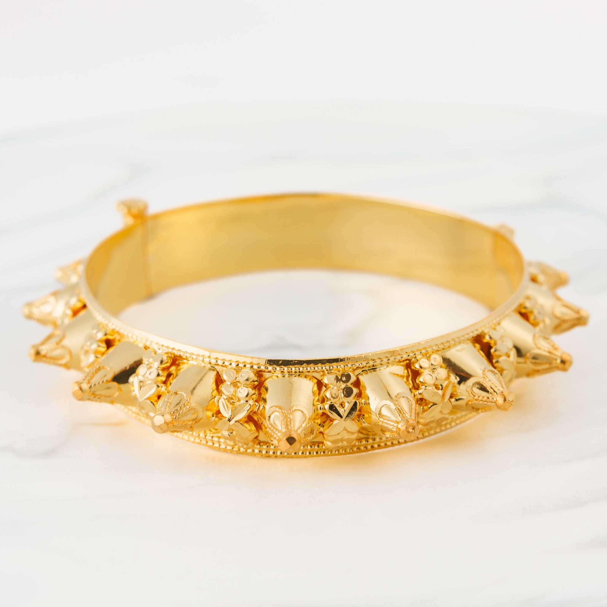 Thin Mushawak Bangle (D22) -  Silver 925 & Gold Plated