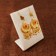 أقراط القمر مع مينا (D1) - فضة 925 ومطلية بالذهب