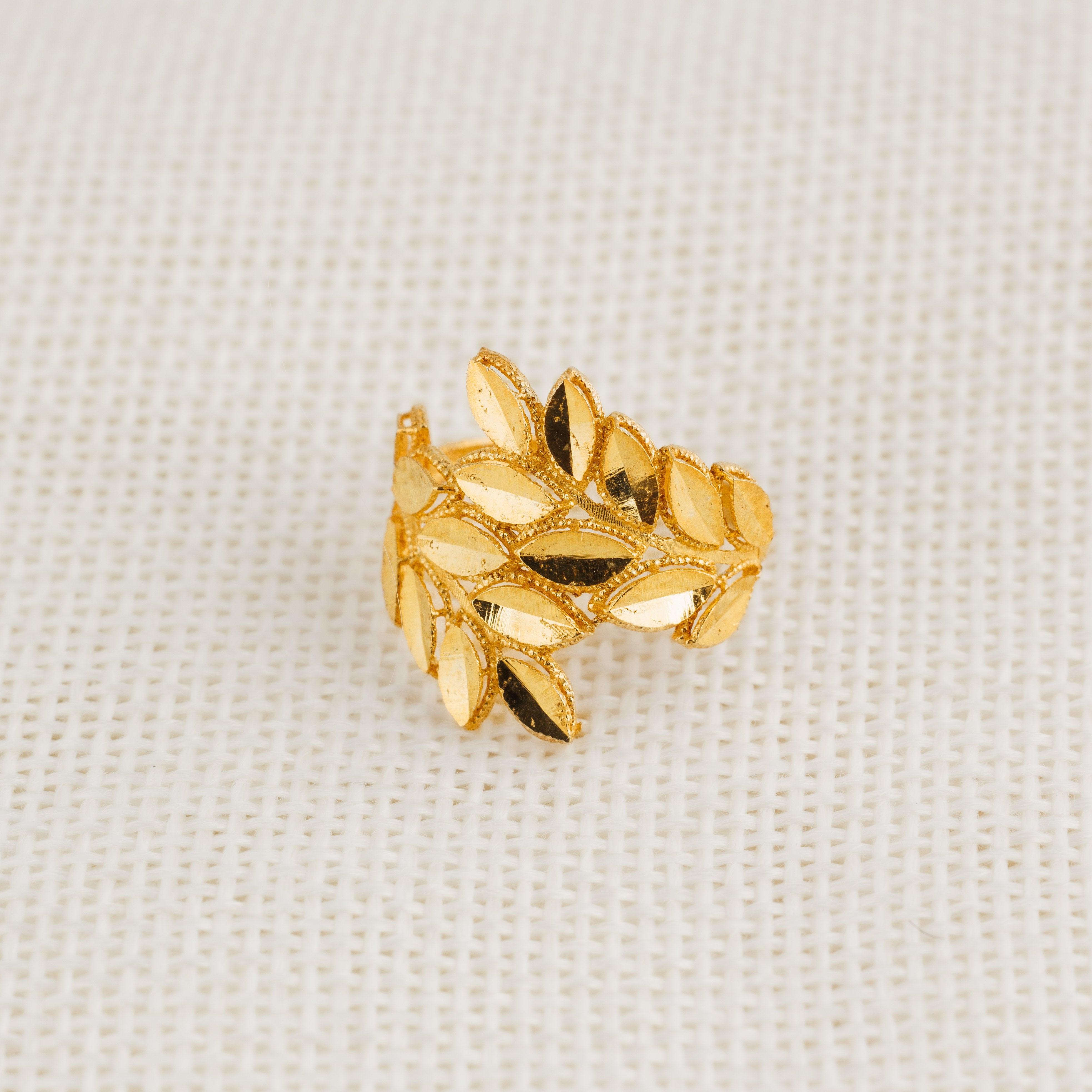 خاتم RP Leaf (D5) - فضة 925 ومطلي بالذهب