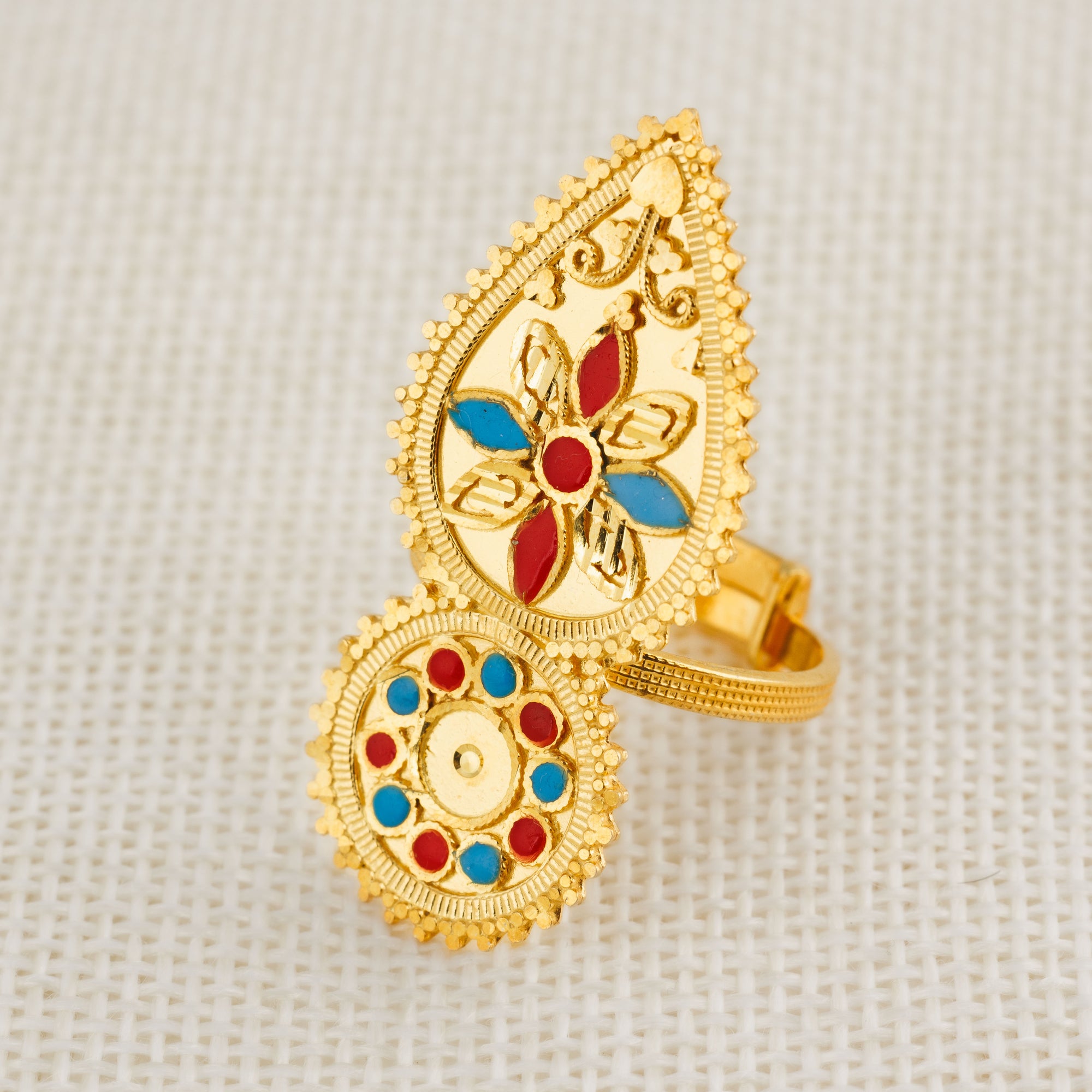 Traditional Shawahid Ring (D1) - Silver 925 & Gold Plated