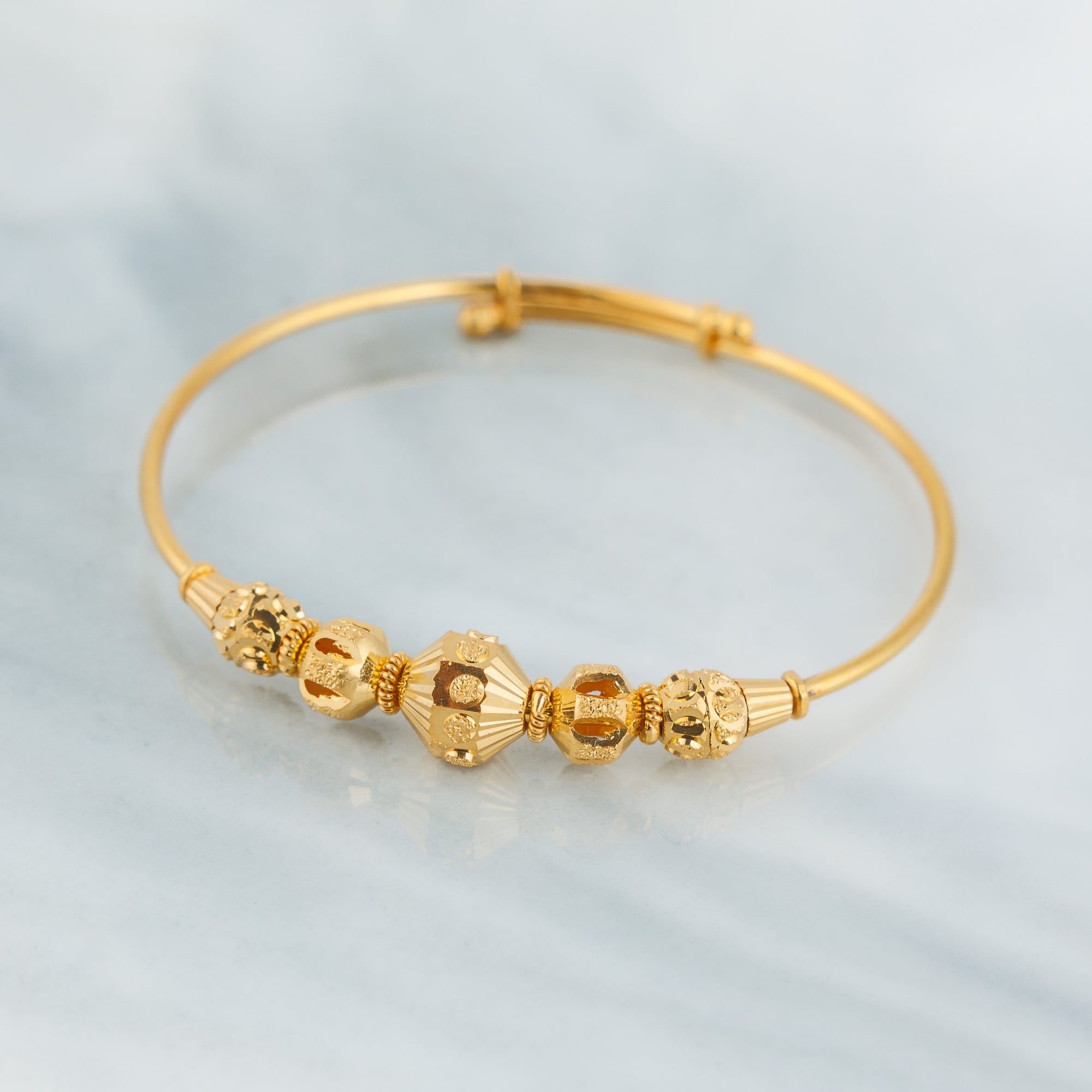 Beads Flex Kids Bangle (D2) - Silver 925 & Gold Plated