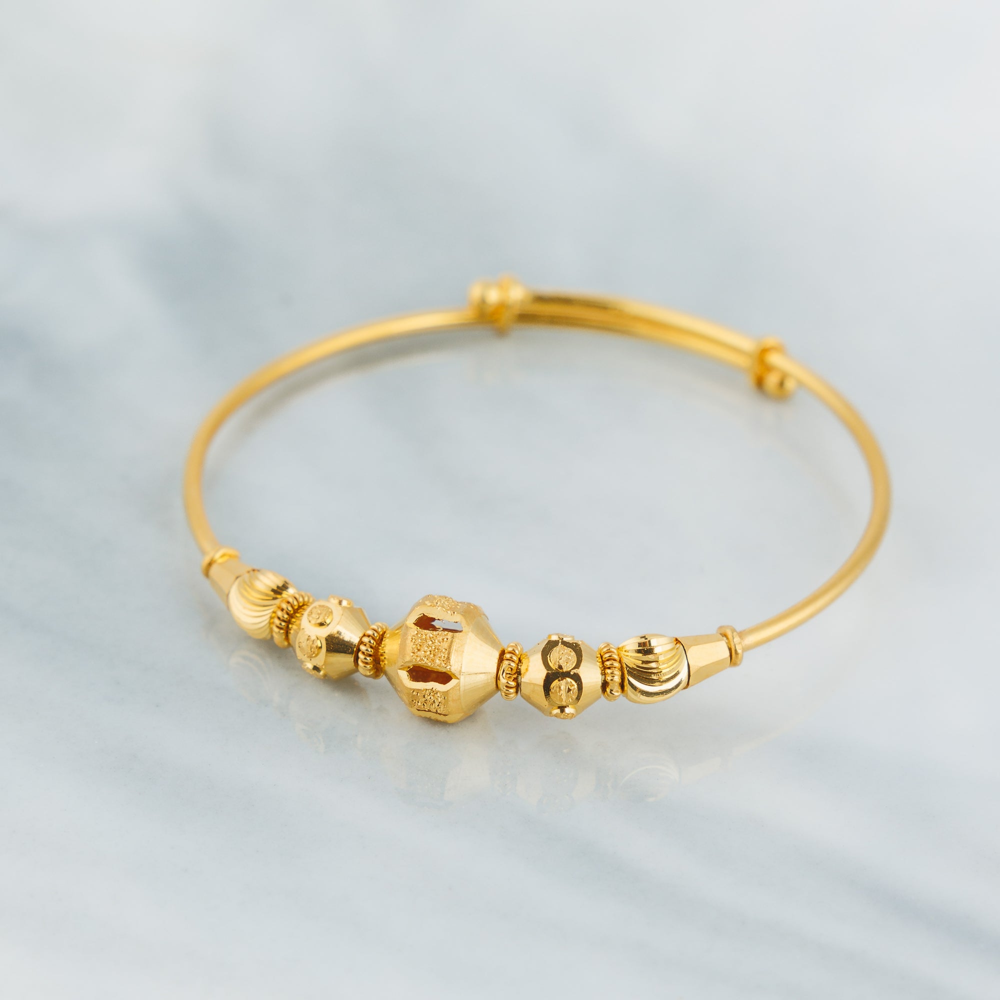 Beads Flex Kids Bangle (D11) - Silver 925 & Gold Plated