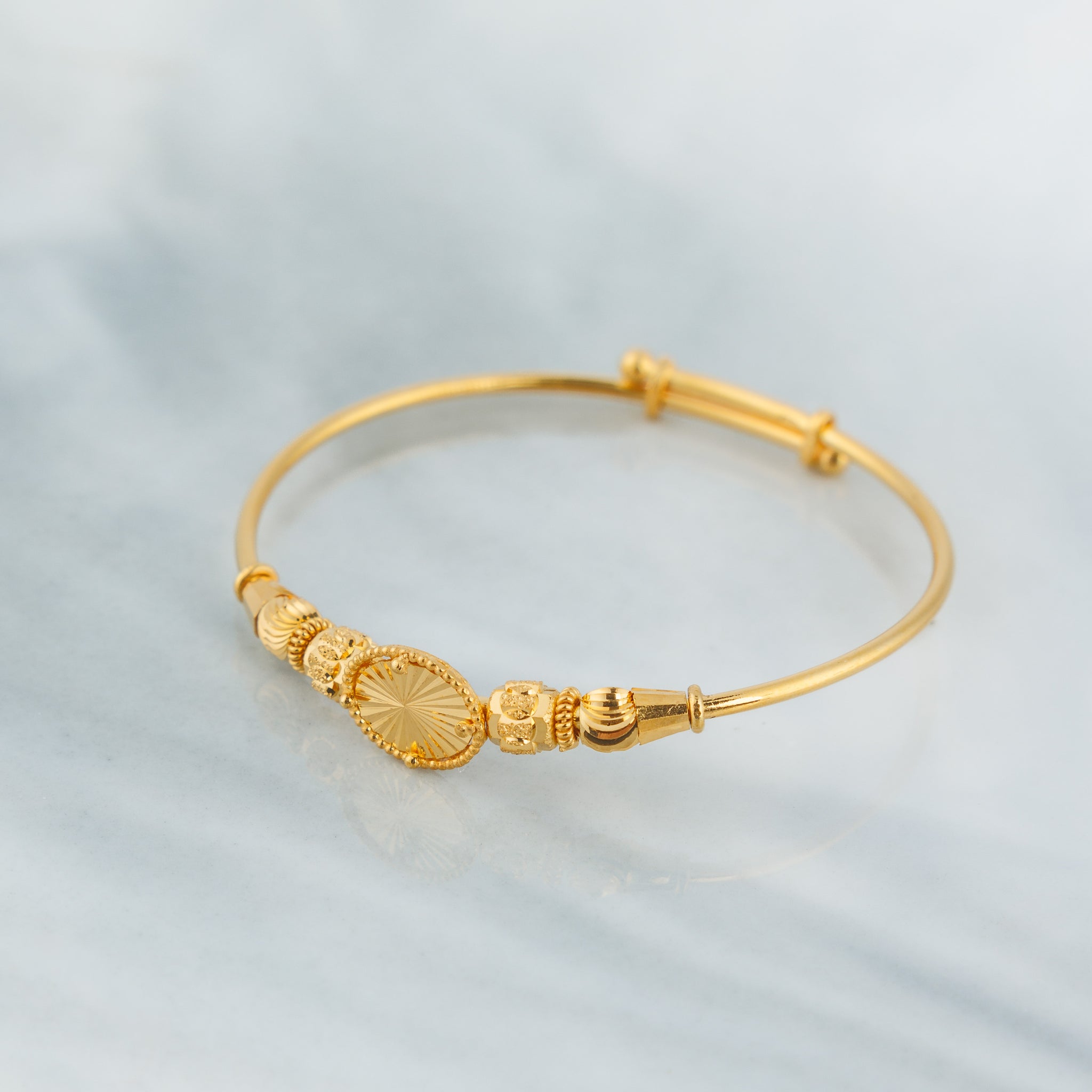 Flexible Child's Bangle (D34) - Silver 925 & Gold Plated