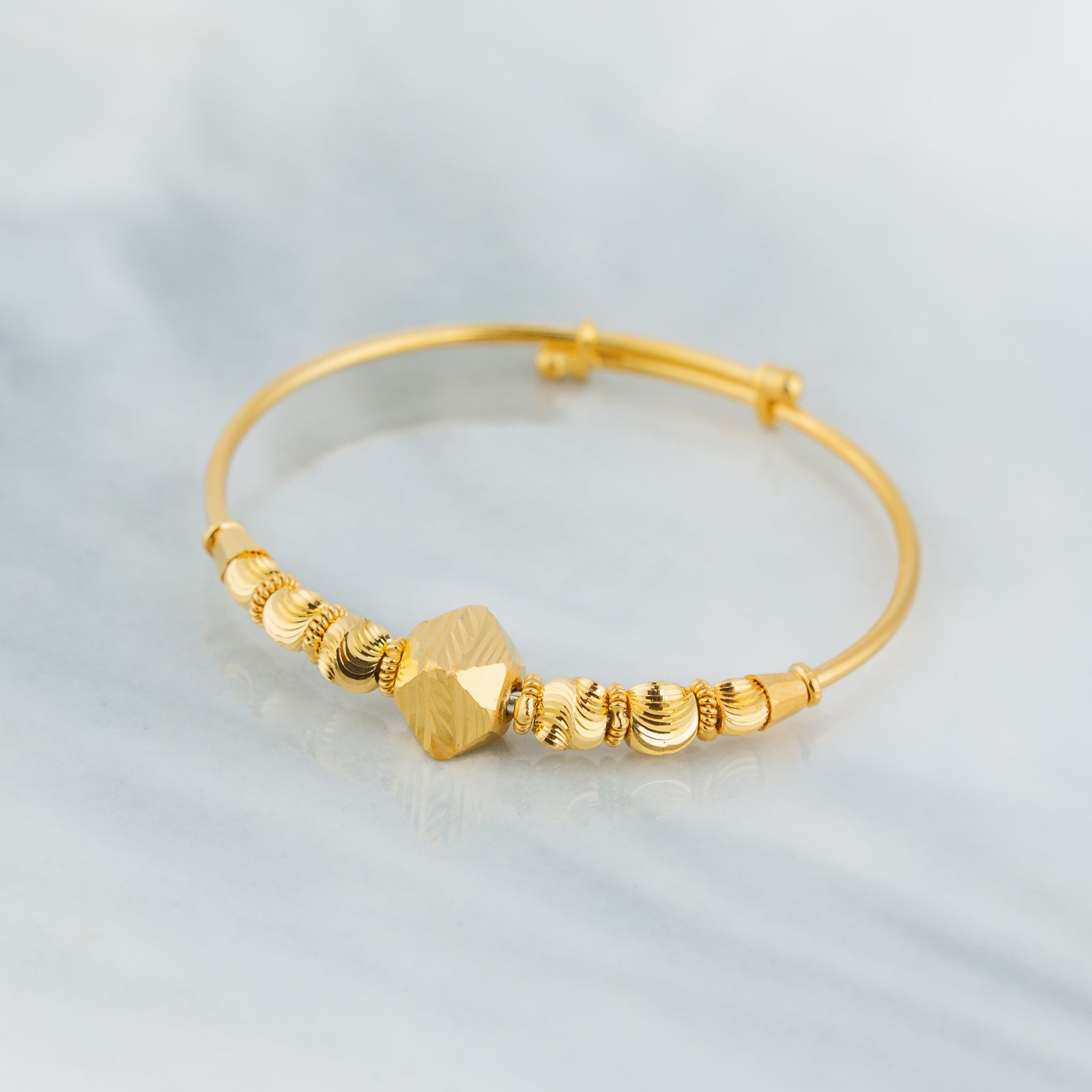 Beads Flex Kids Bangle (D27) - Silver 925 & Gold Plated