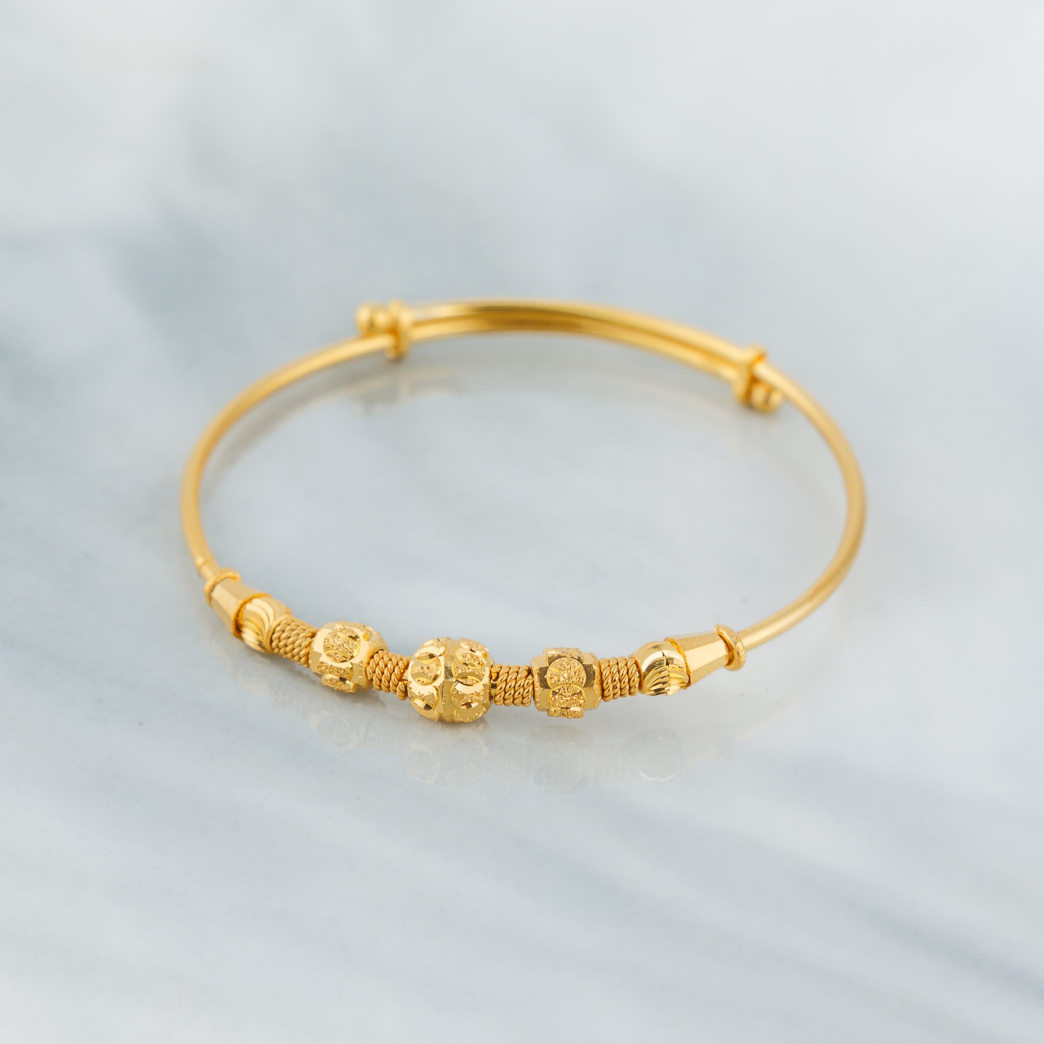 Beads Flex Kids Bangle (D17) - Silver 925 & Gold Plated