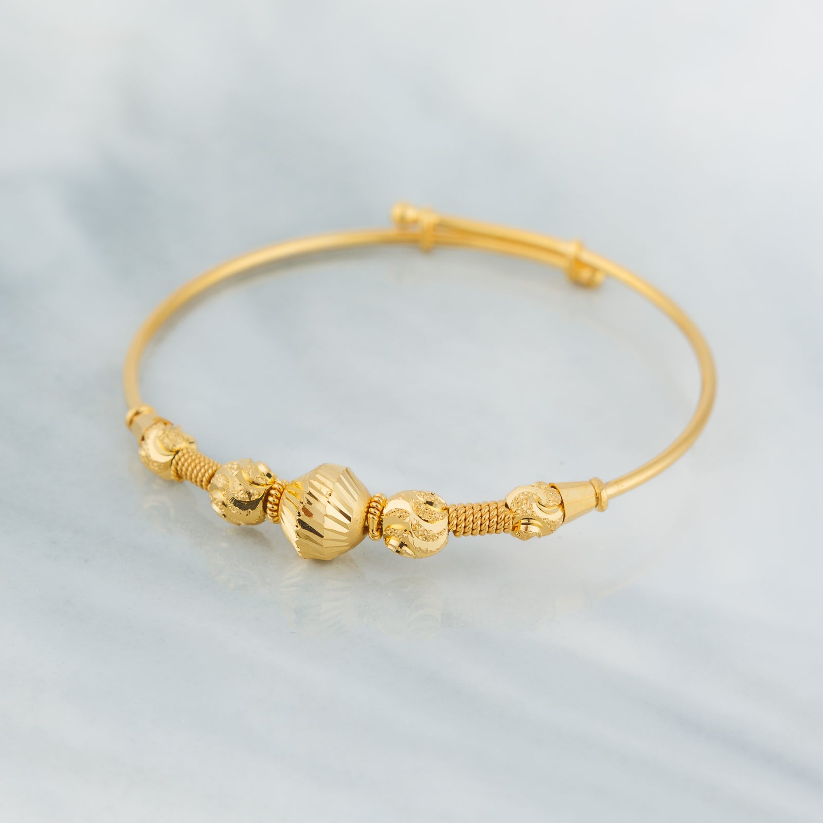 Beads Flex Kids Bangle (D6) - Silver 925 & Gold Plated