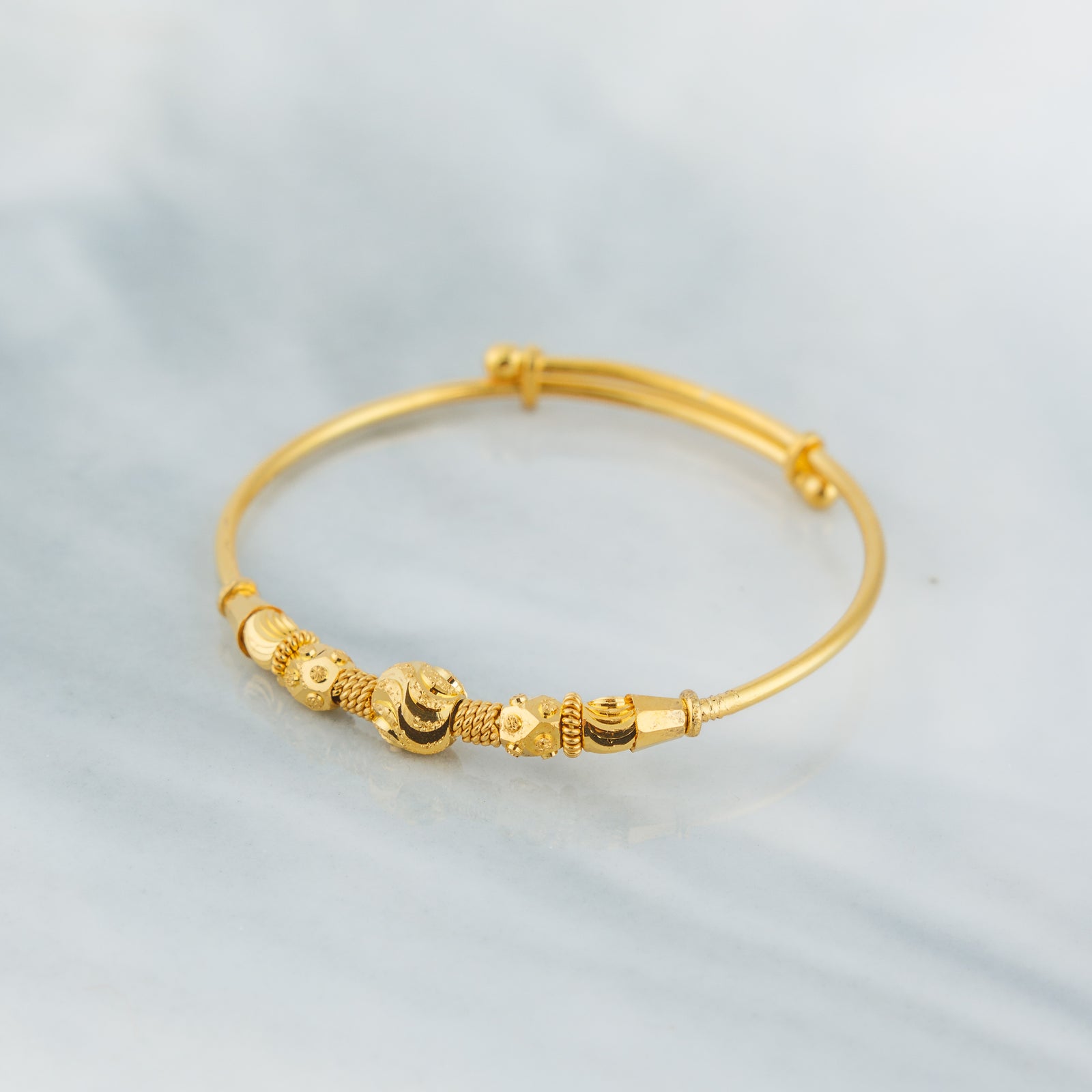 Beads Flex Kids Bangle (D22) - Silver 925 & Gold Plated