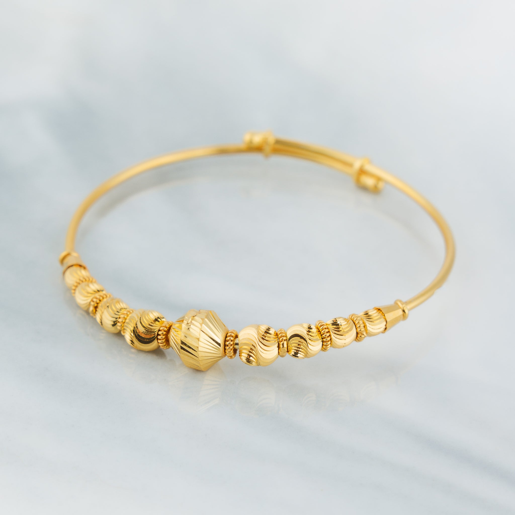 Beads Flex Kids Bangle (D14) - Silver 925 & Gold Plated