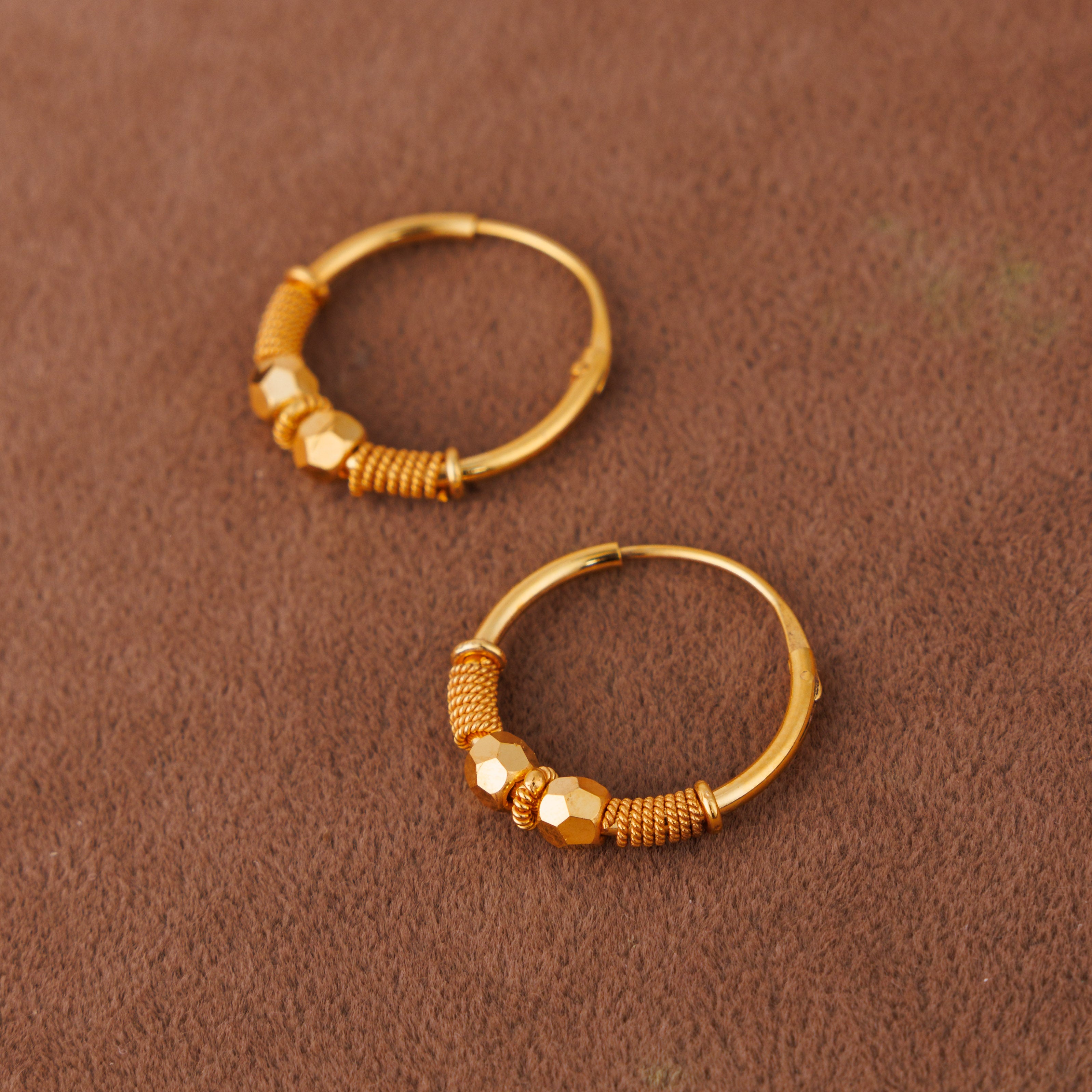 أقراط دائرية D52- (V1) - فضة 925 ومطلية بالذهب