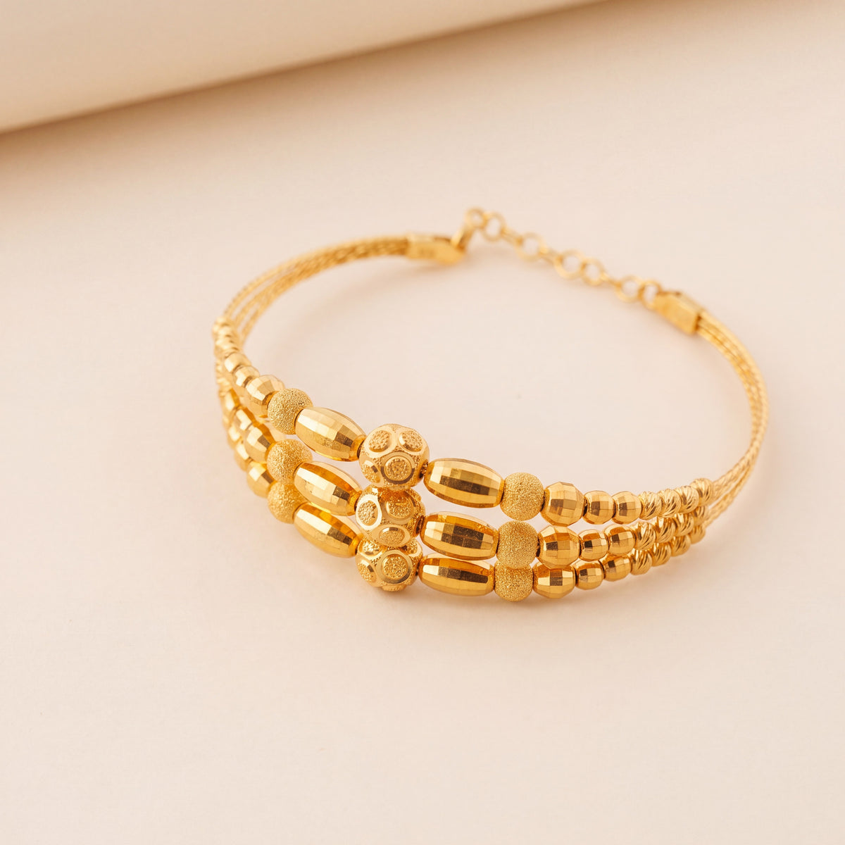 3 Line Kid's Beads Cuff Bracelet (D12), 925 silver 24K gold plated