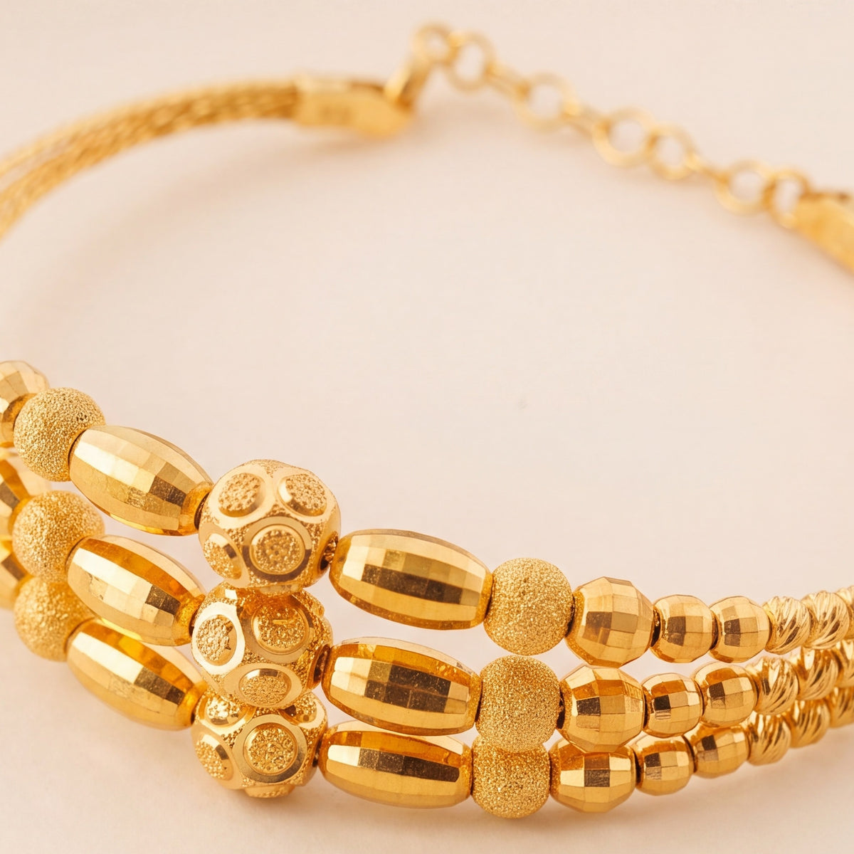 3 Line Kid's Beads Cuff Bracelet (D12) design detail