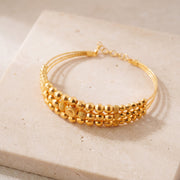 3 Line Kid's Beads Cuff Bracelet (D7) on travertine