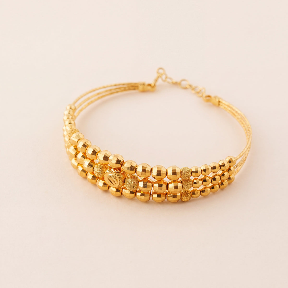 3 Line Kid's Beads Cuff Bracelet (D7), 925 silver 24K gold plated