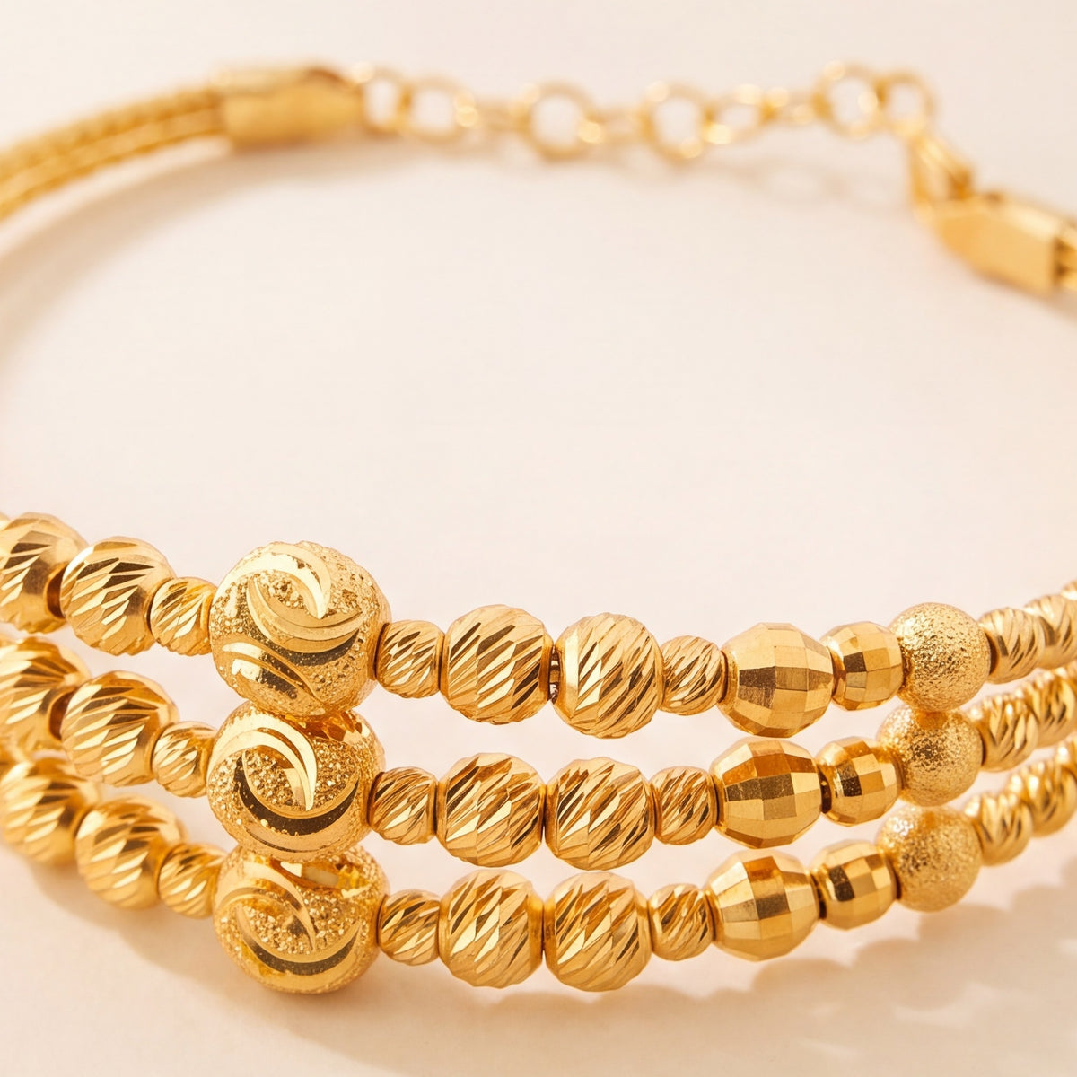 3 Line Kid's Beads Cuff Bracelet (D9) design detail