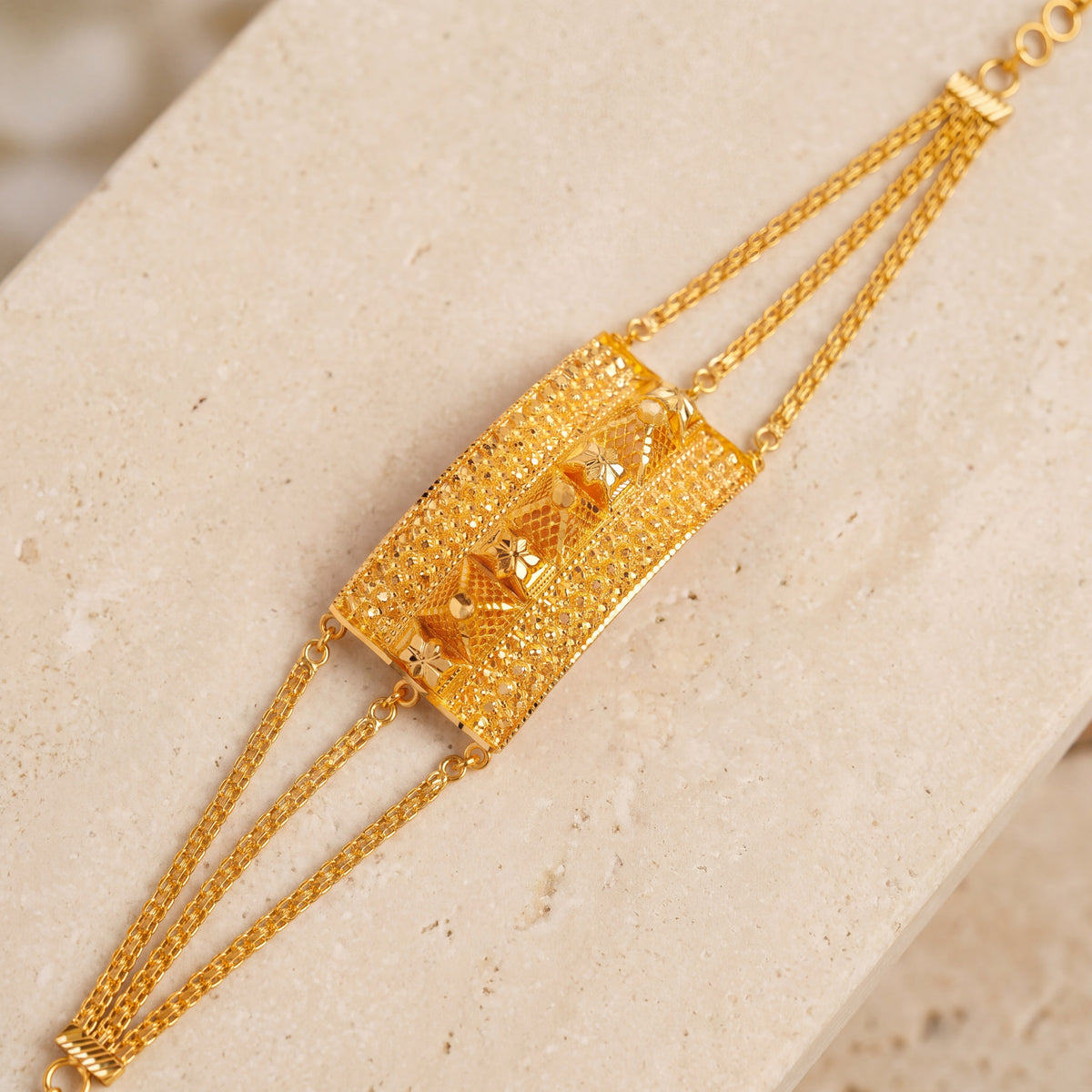 (3 Piece) Big Mushawak Bracelet on travertine