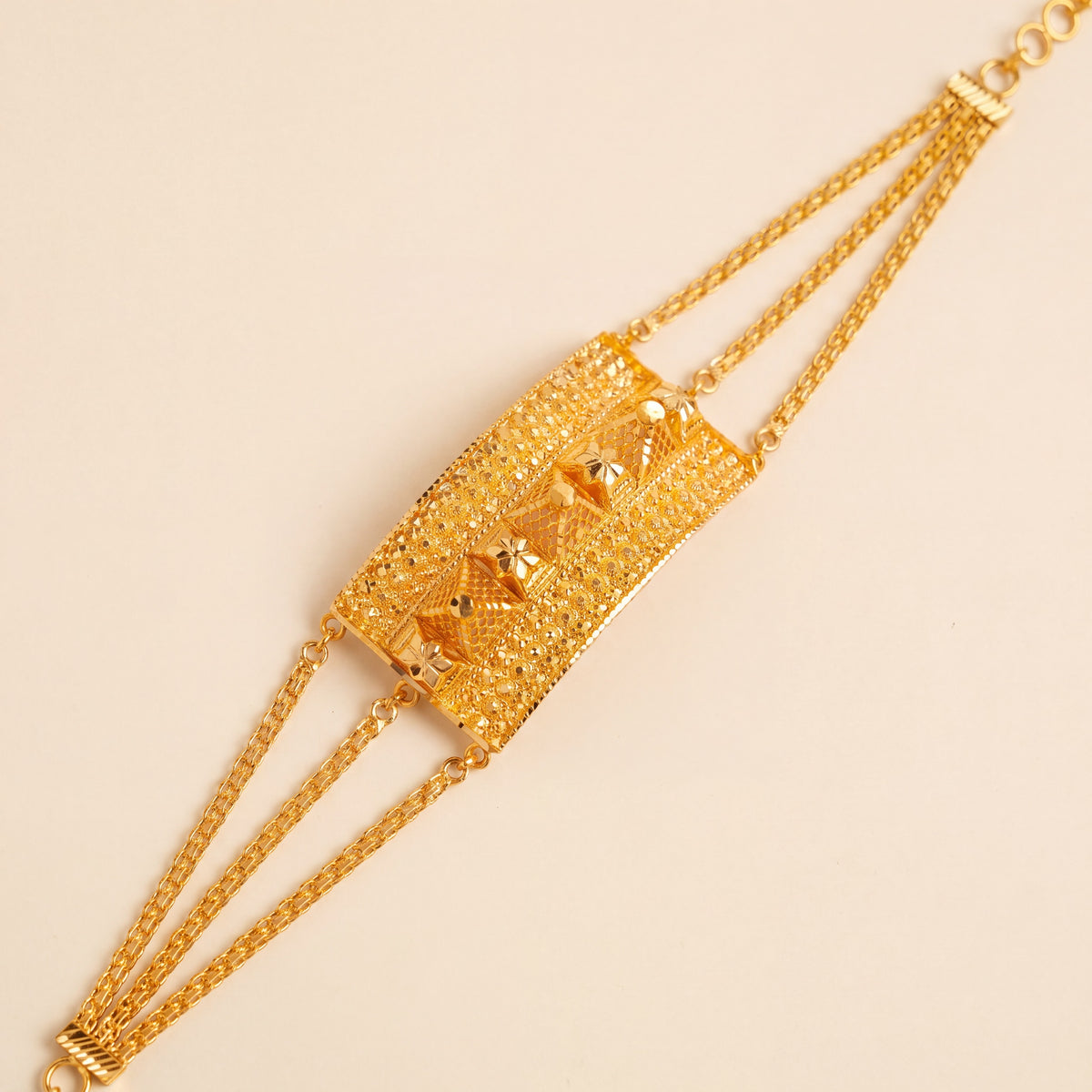 (3 Piece) Big Mushawak Bracelet, 925 silver 24K gold plated