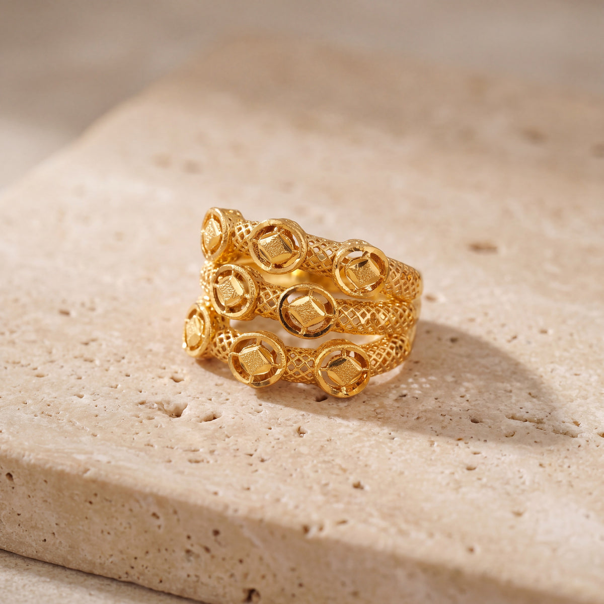 3D RP Rings (D145) on travertine