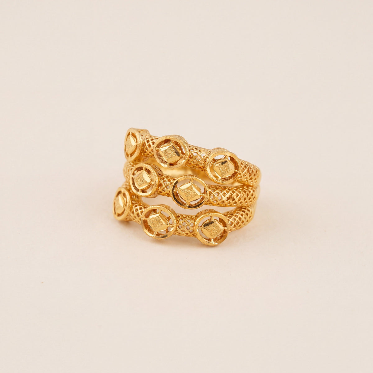 3D RP Rings (D145), 925 silver 24K gold plated