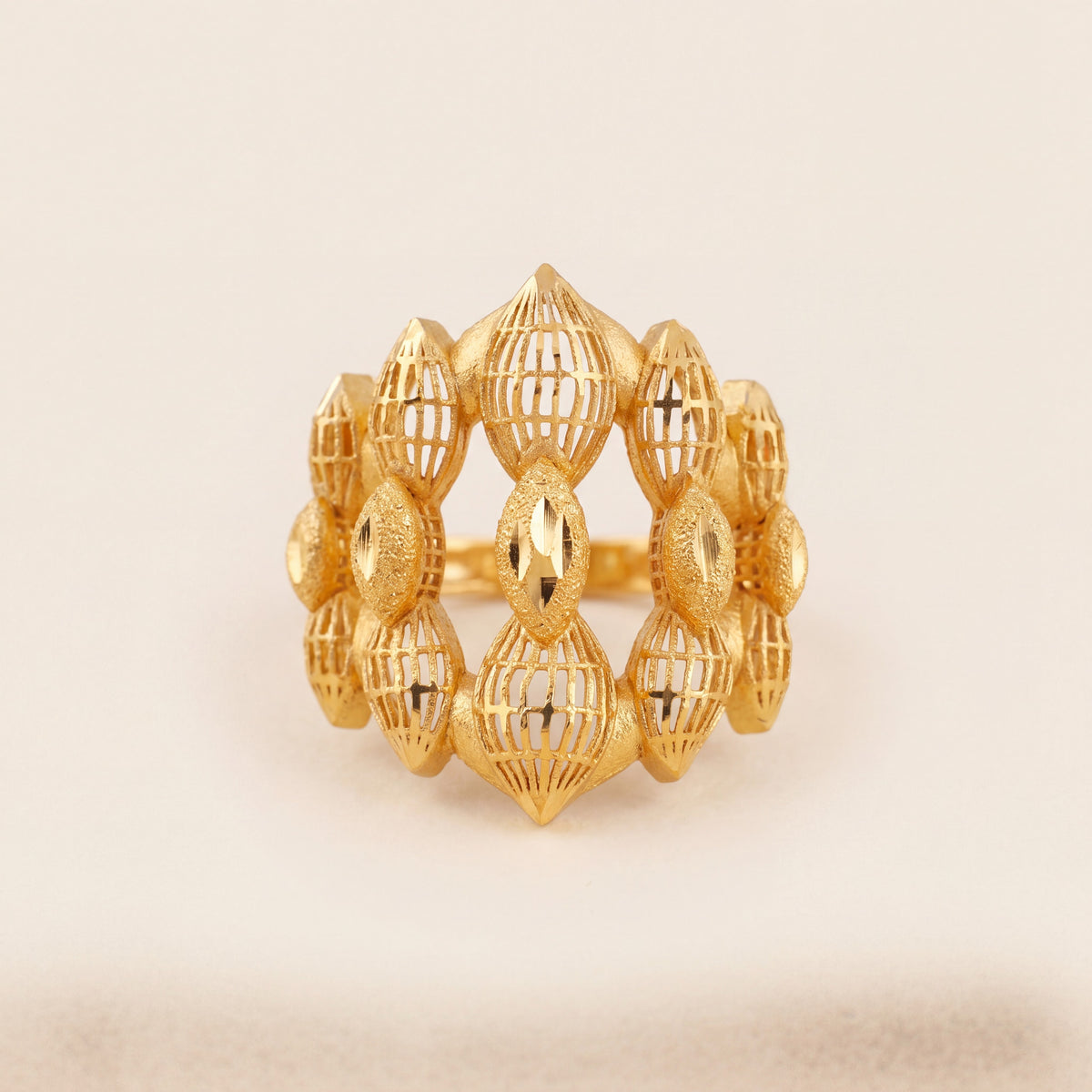 3D RP Rings (D156), 925 silver 24K gold plated