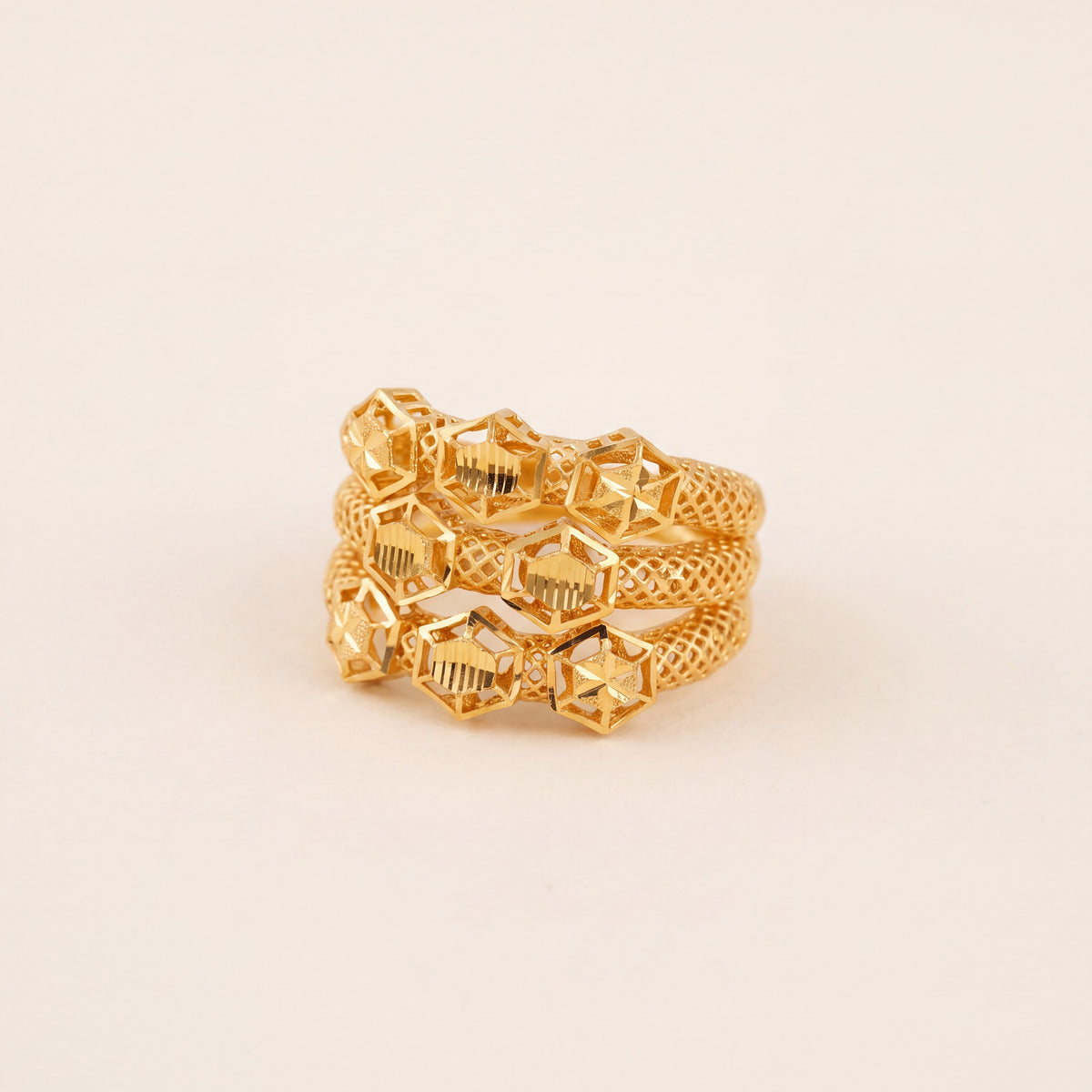 3D RP Rings (D179), 925 silver 24K gold plated
