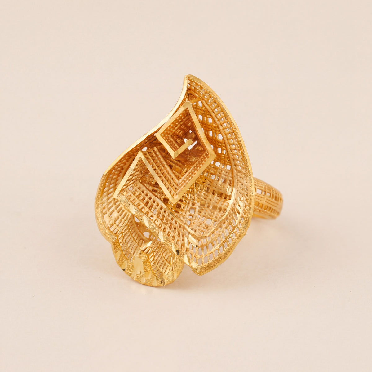 3D RP Rings (D223), 925 silver 24K gold plated