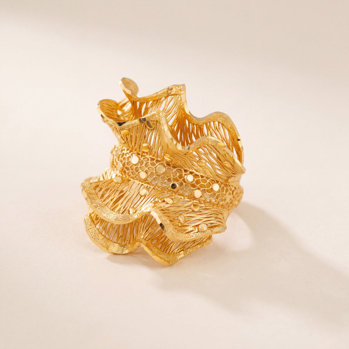 3D RP Rings (D240), 925 silver 24K gold plated
