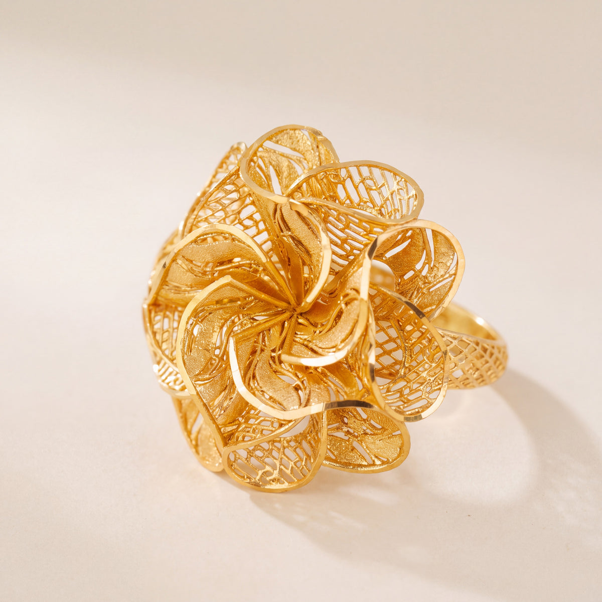 3D RP Rings (D293), 925 silver 24K gold plated