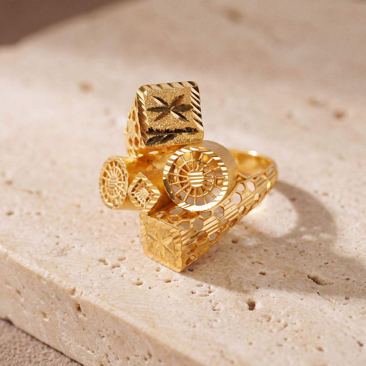 3D RP Rings (D296) on travertine