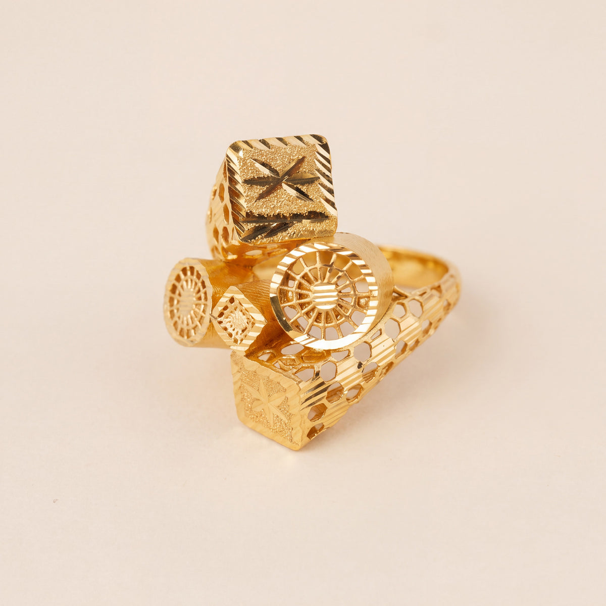3D RP Rings (D296), 925 silver 24K gold plated