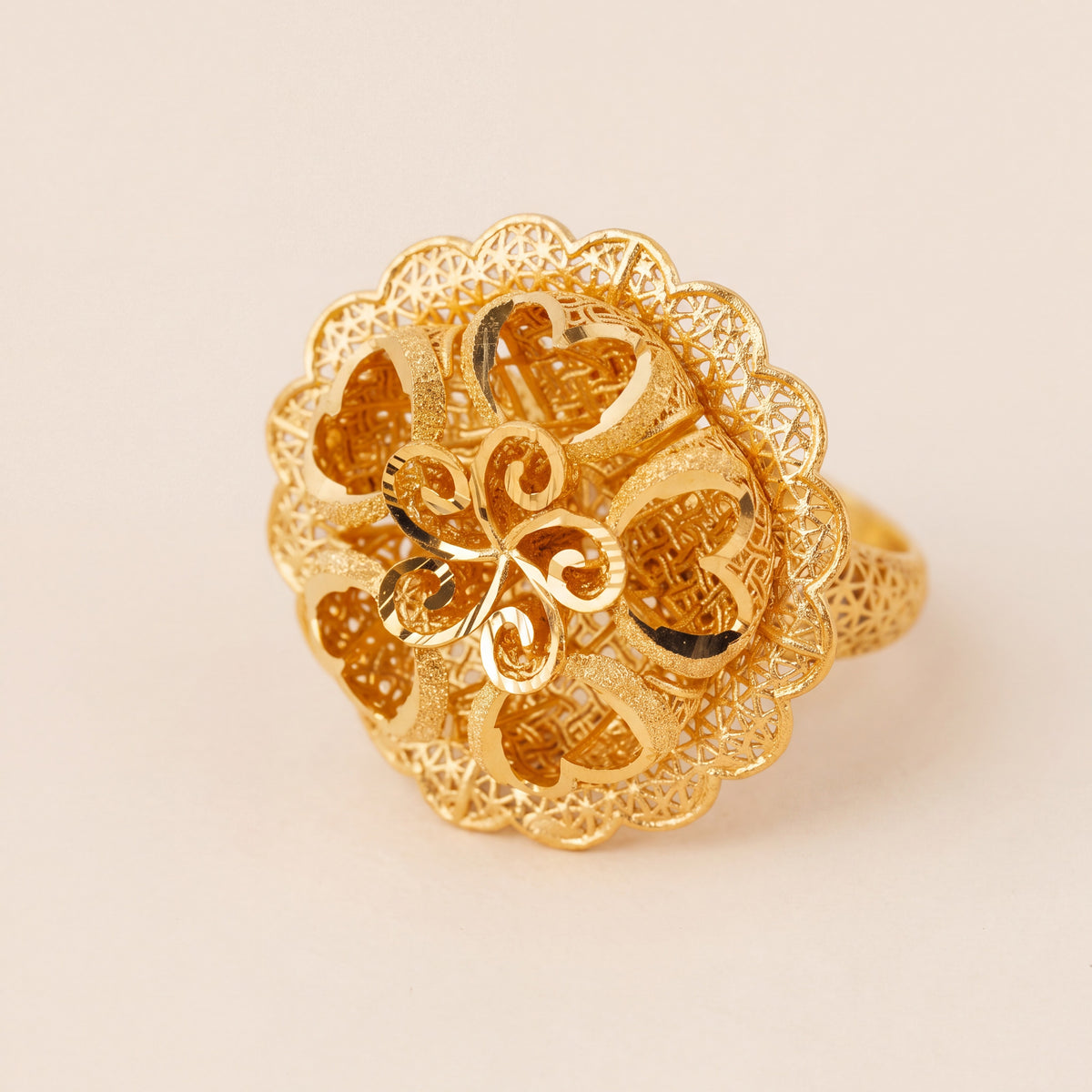3D RP Rings (D309), 925 silver 24K gold plated