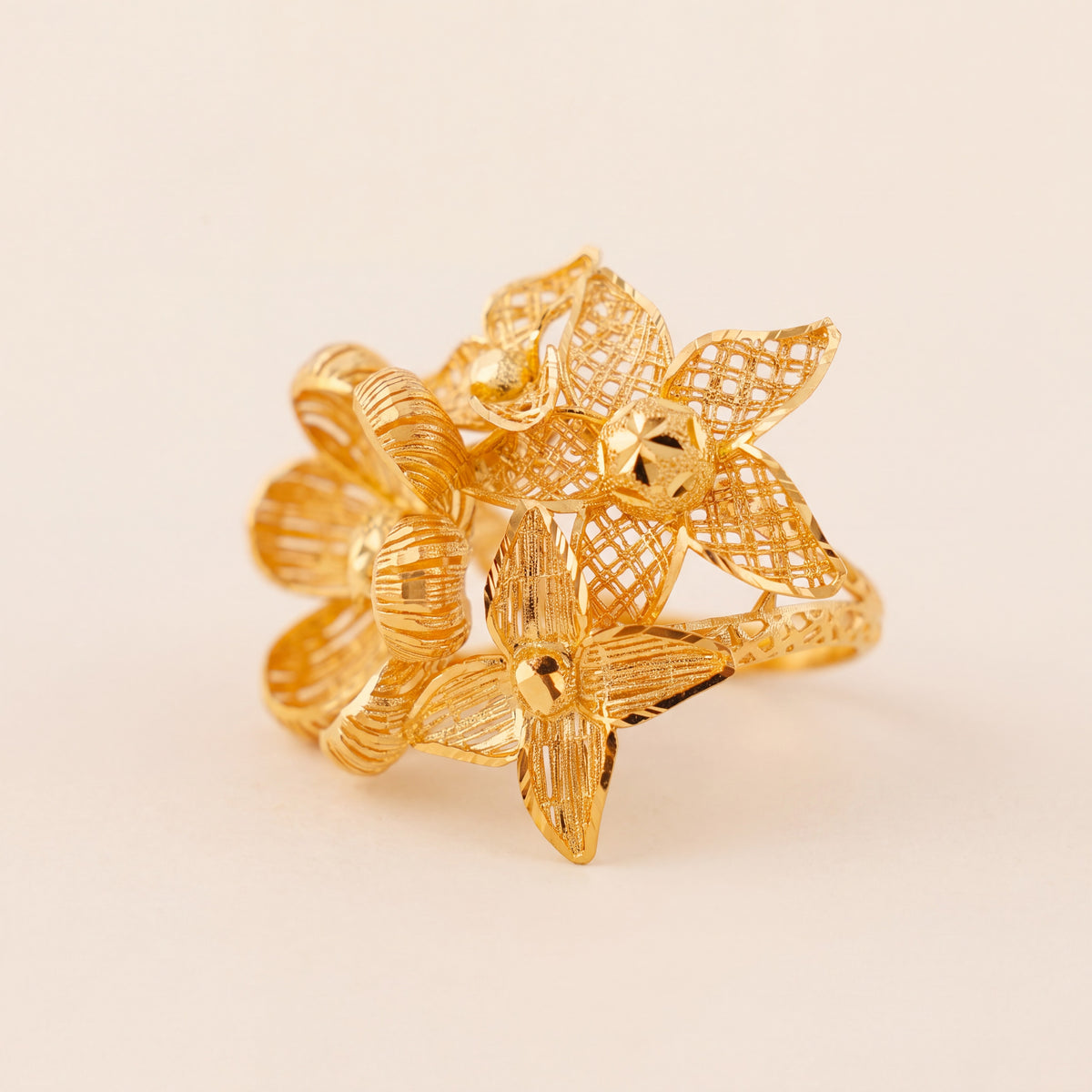3D RP Rings (D343), 925 silver 24K gold plated