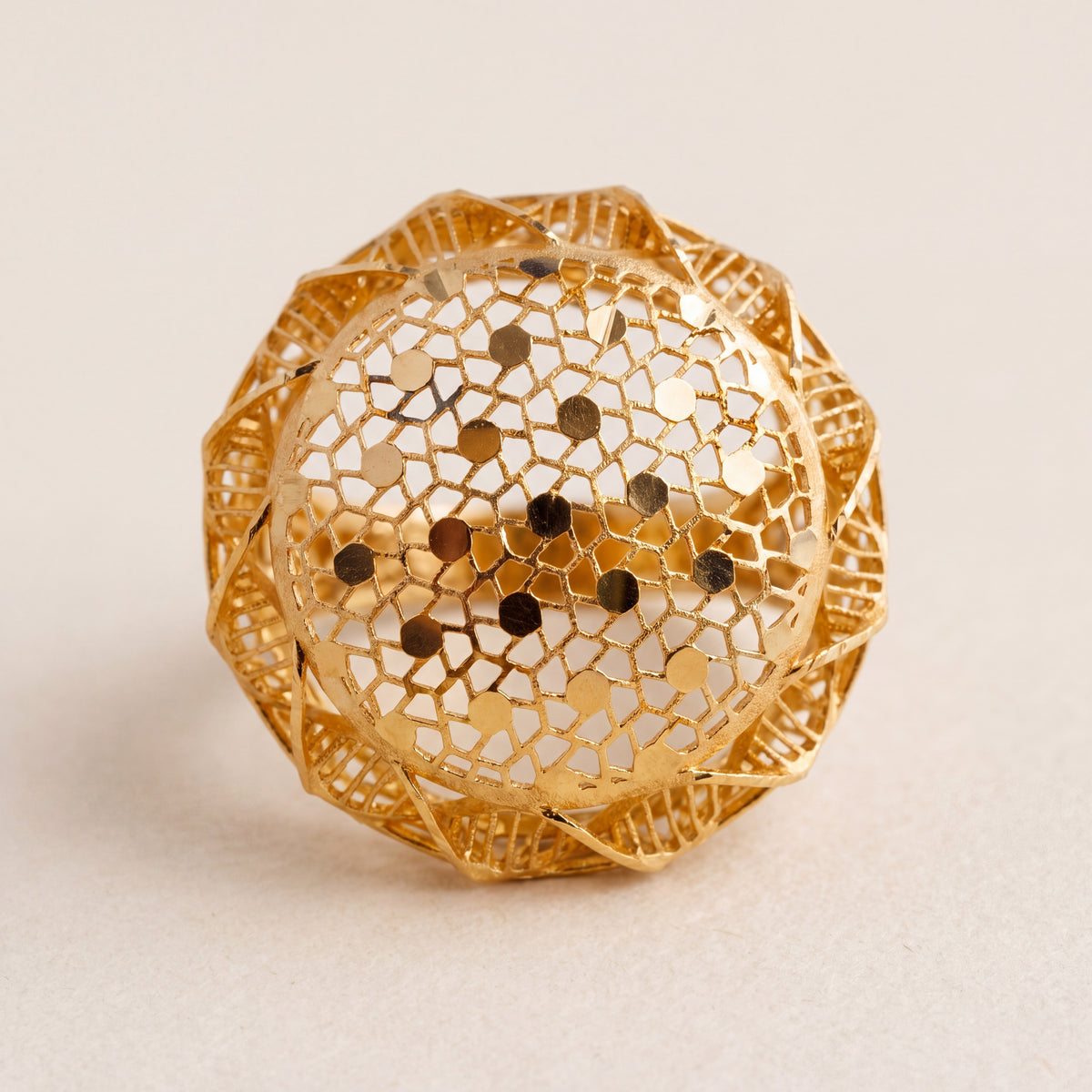 3D RP Rings (D38), 925 silver 24K gold plated