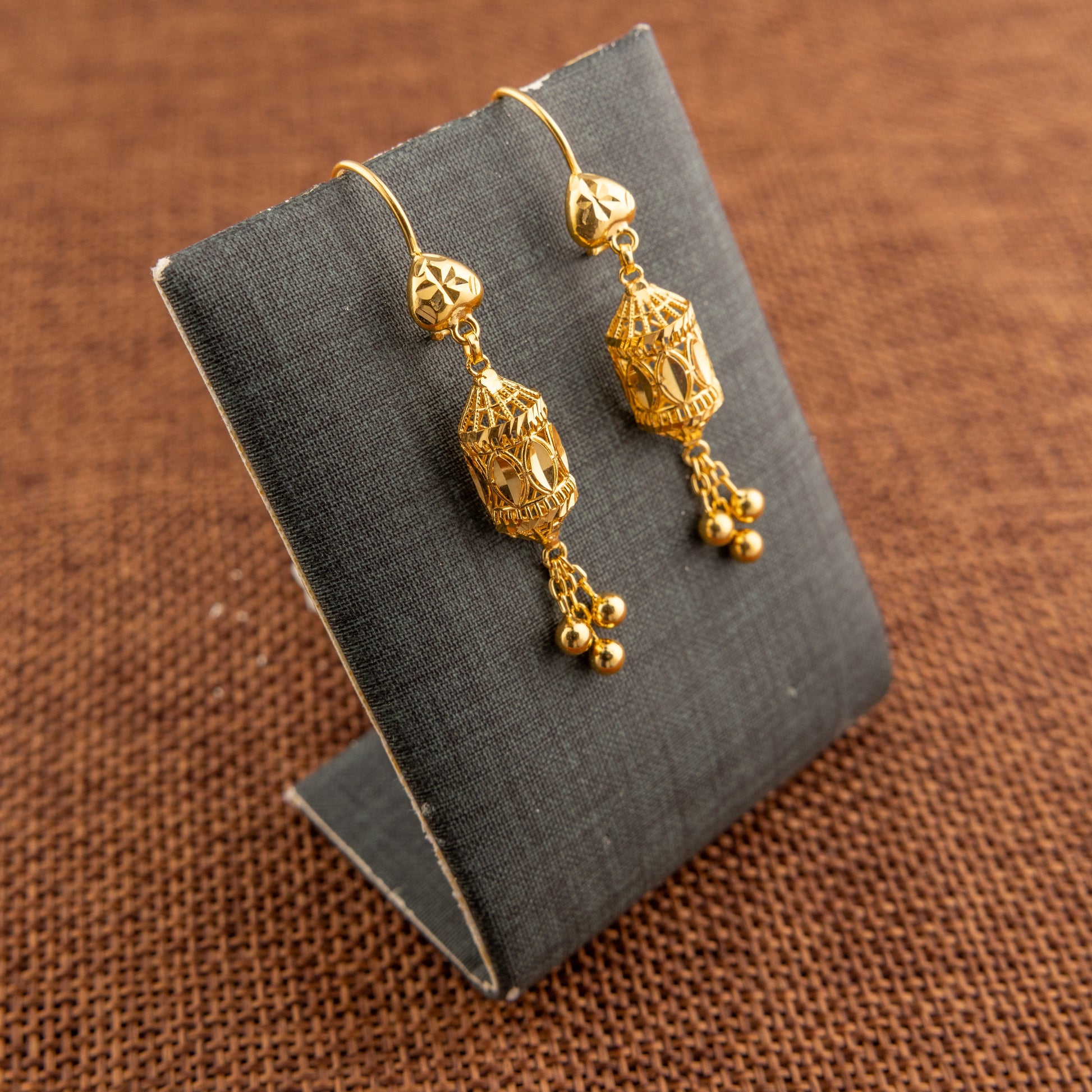 Barrel Shaped Earrings (D35) - 925 Silver & 24K Gold Plated