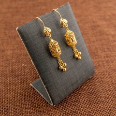 Barrel Shaped Earrings (D35) - 925 Silver & 24K Gold Plated