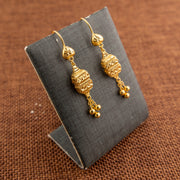 Barrel Shaped Earrings (D36) - 925 Silver & 24K Gold Plated