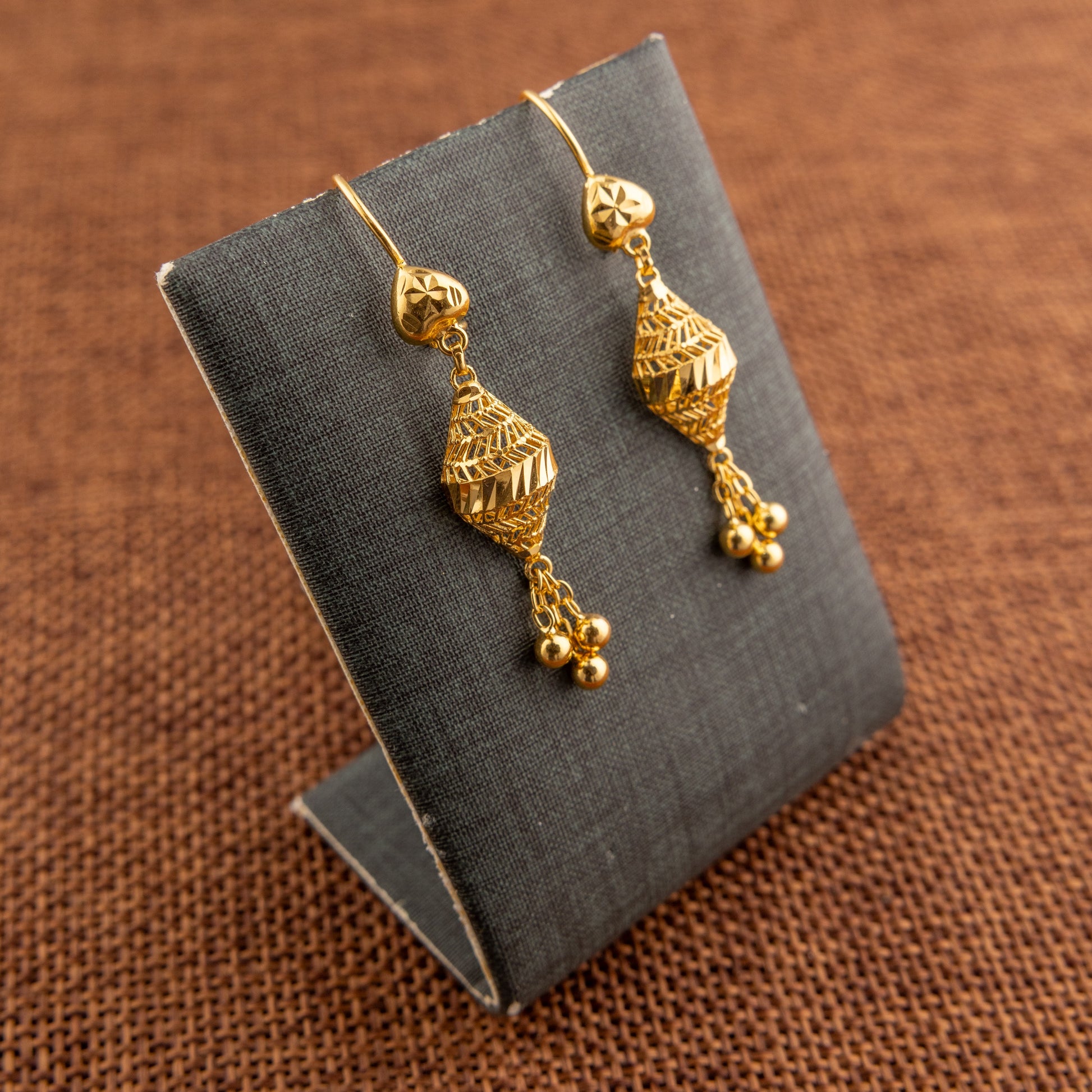 Barrel Shaped Earrings (D38) - 925 Silver & 24K Gold Plated