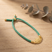 Oval Leaf Thread Bracelet - Silver 925 & Gold Plated