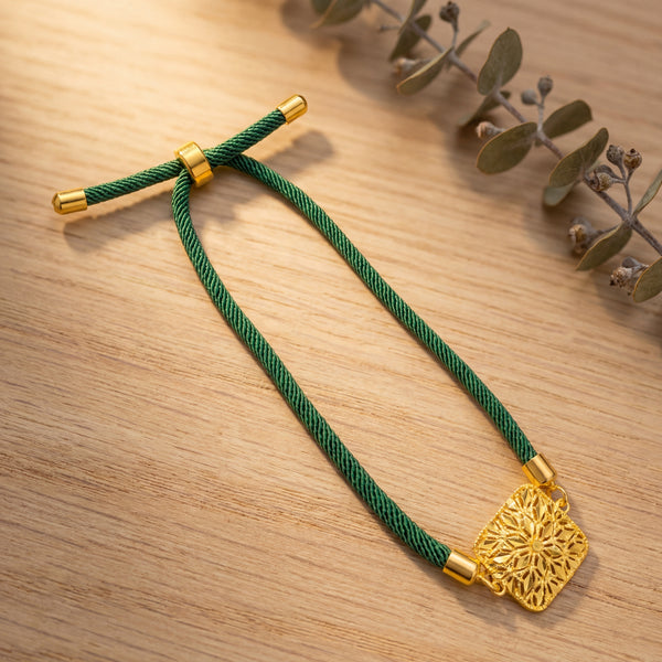 Square Floral Thread Bracelet - Silver 925 & Gold Plated