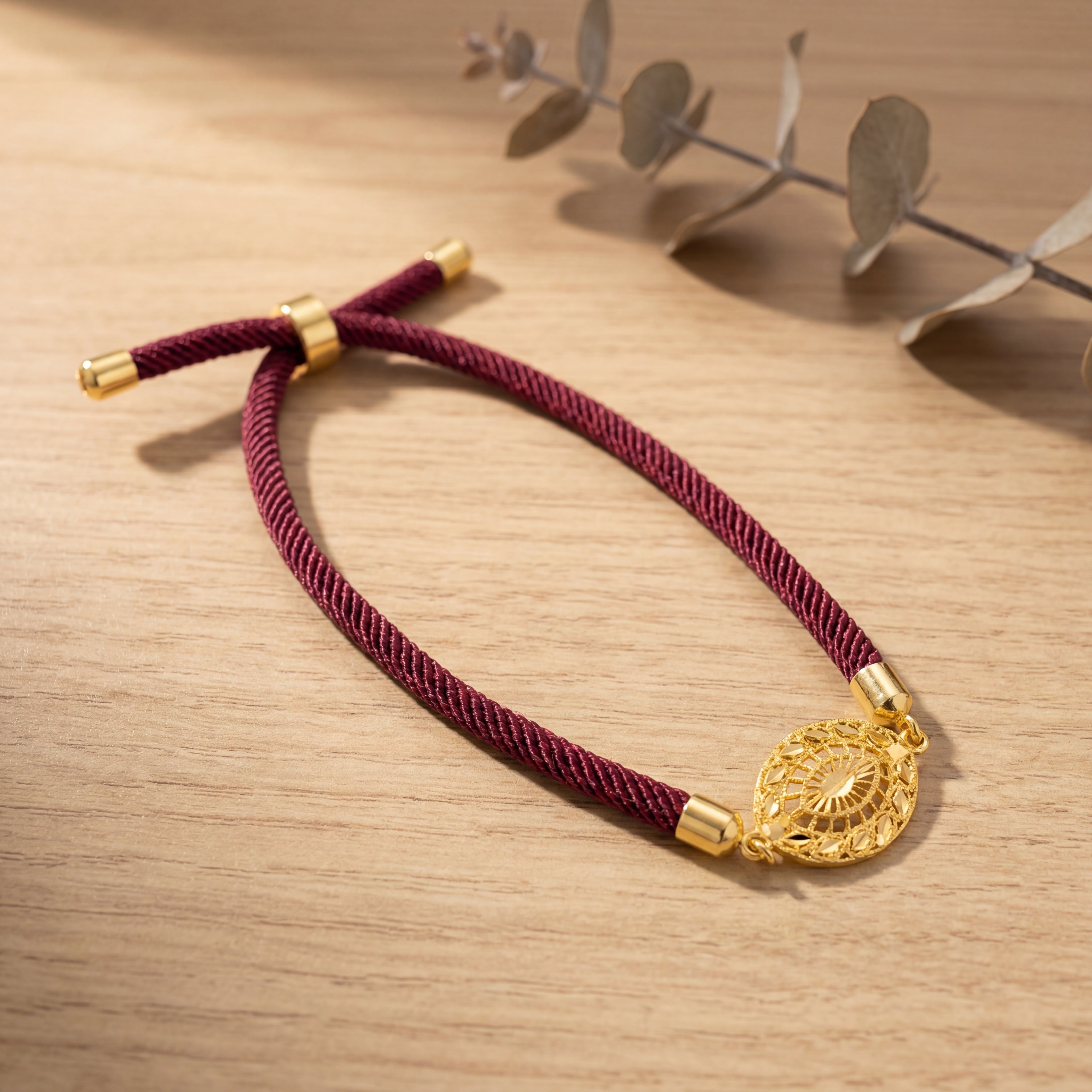 Oval Medallion Thread Bracelet - Silver 925 & Gold Plated