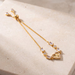 Adjustable Heart Bracelet on travertine