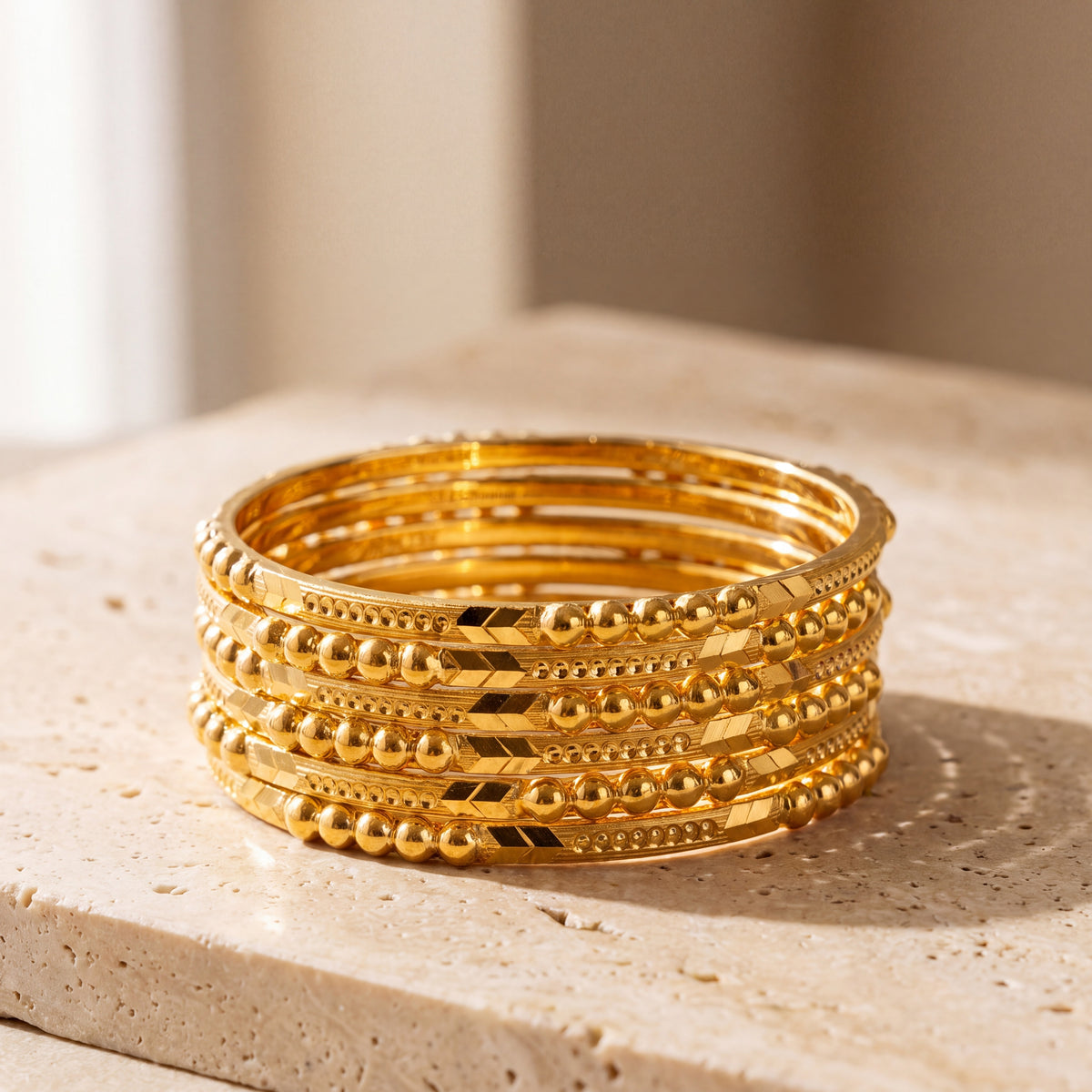 Adult's Bangles (D19-K) on travertine